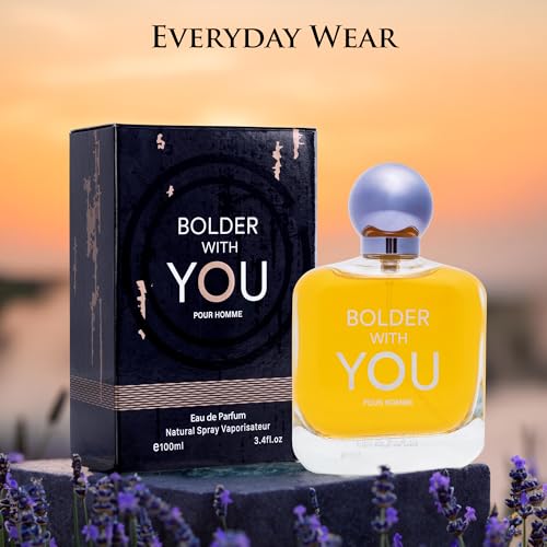 Bolder With You for Men Eau De Parfum Aromatic & Refreshing Scent Notes of Cardamom, Pink Pepper & Violet Leaves Base Fragrance of Vanilla, Sweet Chestnut & Cedarwood Elegant 100ml Bottle