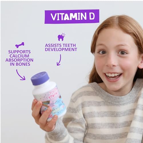 Jack N' Jill Tooth Sparkles - Tooth Cleaning Calcium Chews, Supports Teeth & Bone Development, Natural Flavors, with Xylitol, Vitamin D & Calcium, Sugar-Free - Natural Strawberry, 60 Tablets