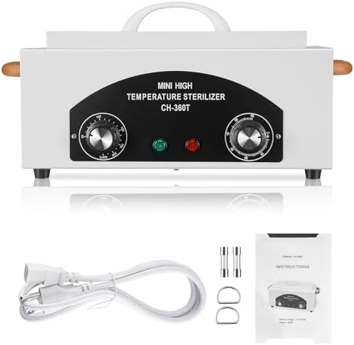 High Temperature Sterilizer Autoclave Machine 110V 300W Nail Tool Sterilizer Dry Heat Sterilizer Dental Tool Sterilizer esterilizador de manicura 1.5L Salon Equipment for Metal Tools with Handle