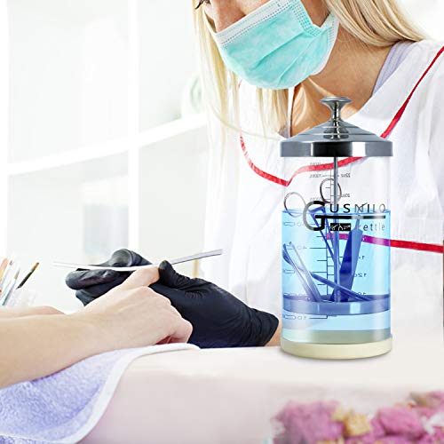 Gusnilo Barbicide Jar 30 Oz with Stainless Steel Tray, Barber Sanitizing Jar, Salon Disinfectant Jar for Nail Tools, Hair Salon,Spa