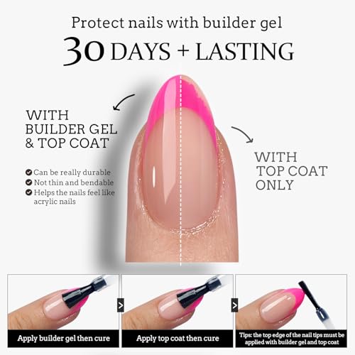 BTArtboxnails XCOATTIPS Summer Press on Nails - Lamp-Curable Short Square Brighter Pastel Press on Nails, 160 Soak Off Coloful French Tip Nails Extensions, Builder Gel & Top Coat Required