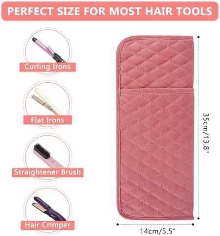 Heat Resistant Hair Tools Organizer Bag Portable Travel Storage Cover Case for Hair Straighteners, Curling Irons, Flat Irons and Hot Styling Tools(13.8" x 5.5")
