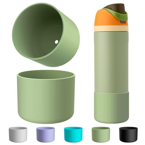 Comheral 2PCS Silicone Water Bottle Boot for Owala 24oz, Anti-Slip Protective Sleeve Bottom Bumper for FreeSip, Twist, and Flip Stainless Steel Bottles, Dishwasher Safe and BPA Free(Mint)