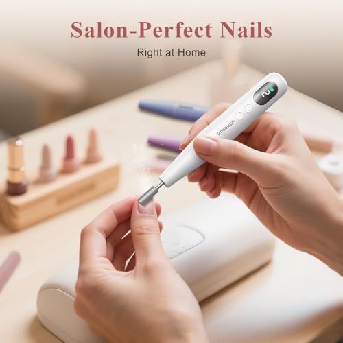 Cordless Nail Drill Professional, Electric Nail File Wireless for Gel Acrylic Dip Powder, Portable Nail Drill Tool for Women, Rechargeable Gel Polish Remover, Manicure Pedicure Polishing Set(White)