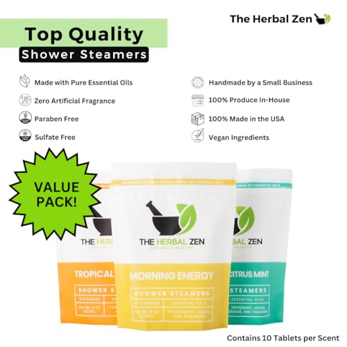 Bulk Shower Steamers with Essential Oils Combo Set by The Herbal Zen (3 Packs of 10 tablets, Value Set), Bulk Shower Bombs, Relaxation Gift for Women and Men, Birthday Gifts, Mothers Day Gift
