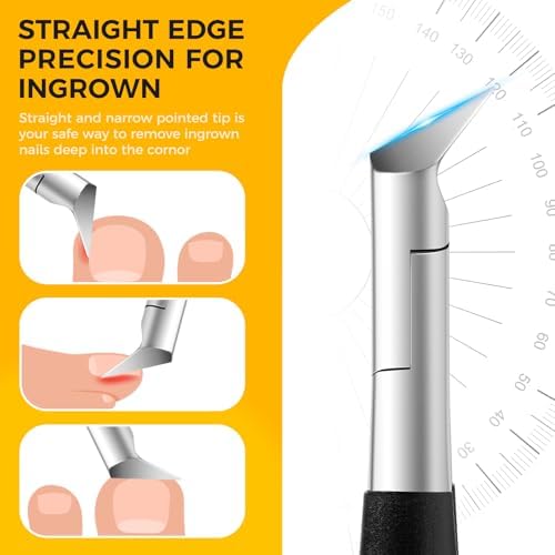 Ingrown Toenail Clippers for Seniors Thick Toenails, Straight Nail Clipper for Men, Heavy Duty Toe Nail Clippers for Thick Nails with Wide Jaw Opening, Professional Ingrown Toenail Removal Kit