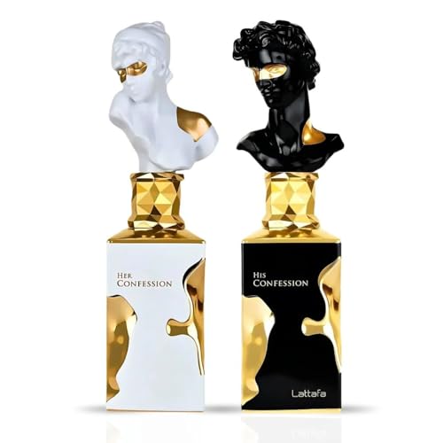 Lattafa His Confession & Her Confession Perfume Set – Eau de Parfum for Men & Women – 2 x 100ml Long-Lasting Fragrance Gift Bundle