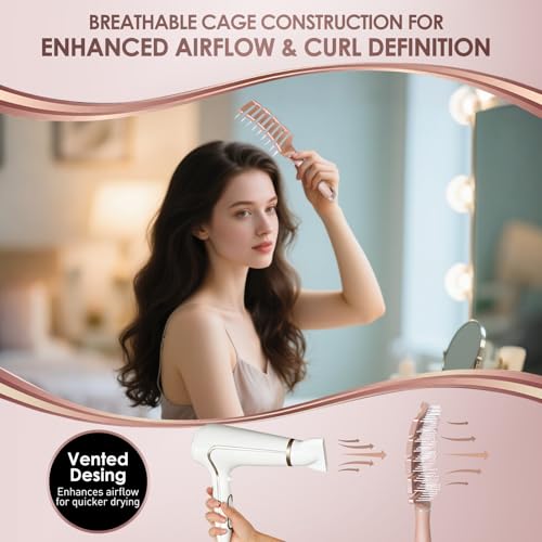 Curved Detangling Hair Brush, Vented Detangler Brush Faster Blow Drying, Wet Hair Brushes for Women, All Hair Types Wet Dry Curly Thick