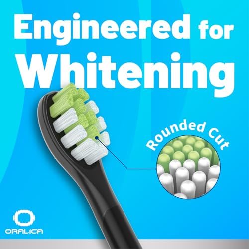 Compatible for Philips Sonicare W DiamondClean Replacement Toothbrush Heads HX6062 HX6063 HX6064, Whitening, Plaque Stain Removal with Medium Bristles and Tongue Cleaner Rubber (Black, 10 Count)