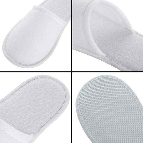 Juvale Disposable Slippers for Guests - Men's US 10/Women's US 11 Medium - White Closed-Toe Cotton EVA Slip-Resistant Sole - Individually Wrapped Spa & Hotel House Slippers Bulk 24 Pairs