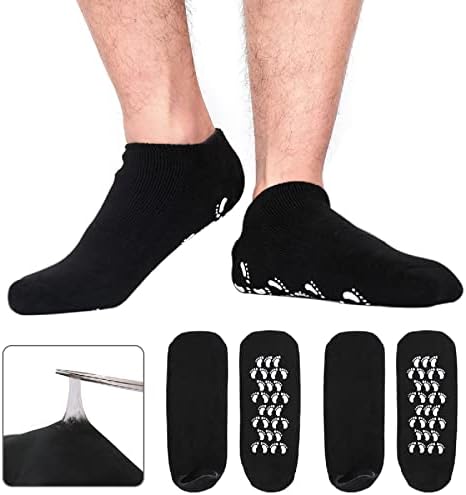 Codream Large Men's Moisturizing Gel Socks Men's Feet Care Ultimate Treatment for Dry Cracked Rough Skin on Feet Pack of 2 Pairs Black US Men 10-15