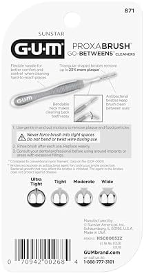 GUM Proxabrush Go-Betweens - Ultra Tight - Interdental Brushes - Soft Bristled Dental Picks for Plaque Removal Health - Safe for Braces & Dental Devices, 10ct (Pack of 6)