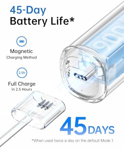Laifen Wave Electric Toothbrush, Oscillation & Vibration Sonic Electric Toothbrush for Adults with 3 Brush Heads, IPX7 Waterproof ADA Accepted Travel Powered Toothbrush ABS(White)