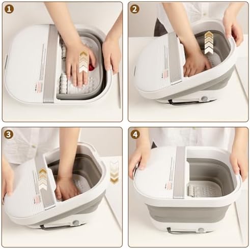 Collapsible Foot Spa Bath with Heat and Massage Rollers, Foldable Foot Bath Massager with Acupressure Massage Points,Red Light, with Smart Heating for Home Spa Use for Gift