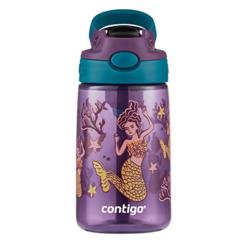 Contigo Kids Straw Water Bottle with AUTOSPOUT Lid, 14oz, Purple Mermaid
