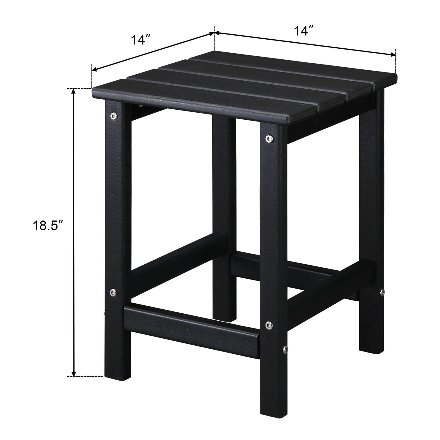 Buytoshop Outdoor Patio Square HDPE Side Table,Black