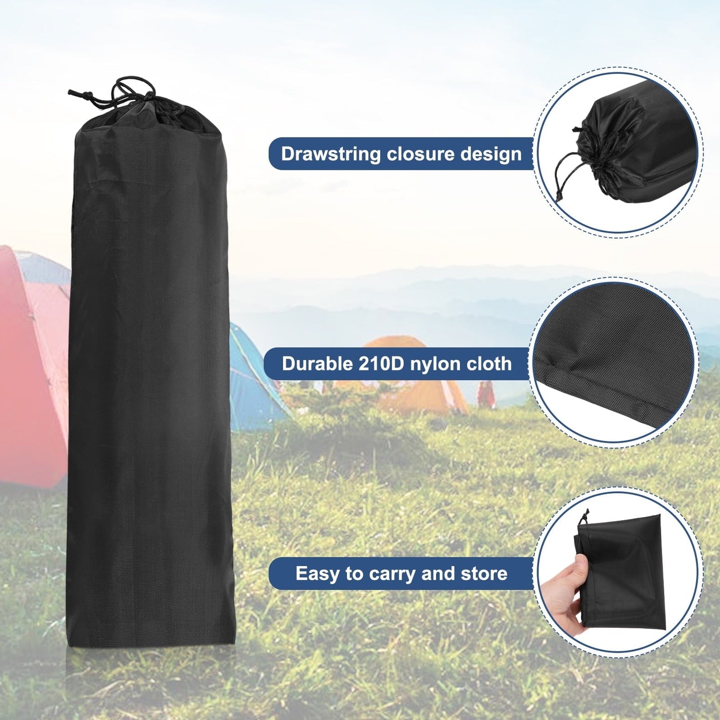 Camp Chair Replacement Bag 18" x 6" Nylon Carrying Bag for Folding Camping Chair Hammock Yoga Mat Black