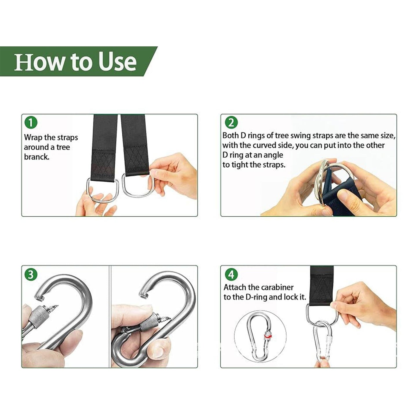 KCGYNP Camping Hammock Straps Set,Heavy Duty Polyester Tree Suspension for Outdoor Swing