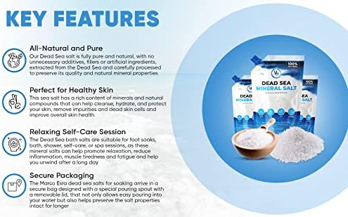 Dead Sea Salts for Soaking, Mineral Salt for Bath, Spa, Shower – More Minerals Than Epsom Salt, Pure and Natural Bath Salt for Foot Soak, Fine Salt Mined from Dead Sea