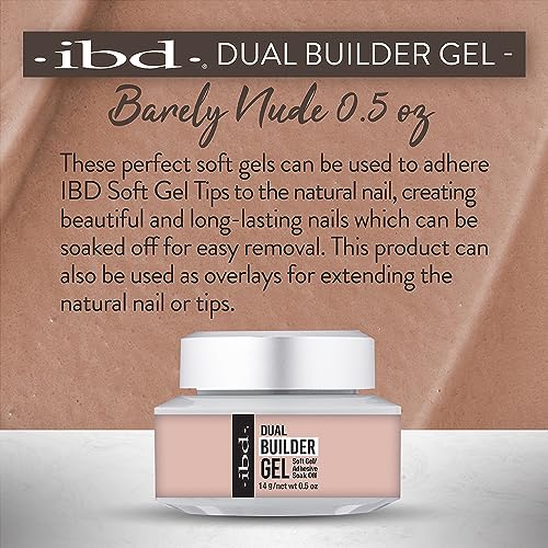 ibd Dual Builder Gel in Barely Nude, Soft Gel/Adhesive, Easy Soak Off, 0.5 oz