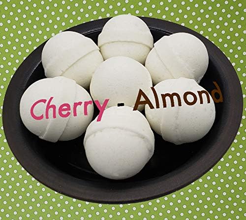 Color-Free Bath Bombs 7 Pack | 2.5 oz. Each | Cocoa Butter and Plant-Based Ingredients with No Dyes of Any Kind | Support Refugee Employment in USA (Cherry Almond)