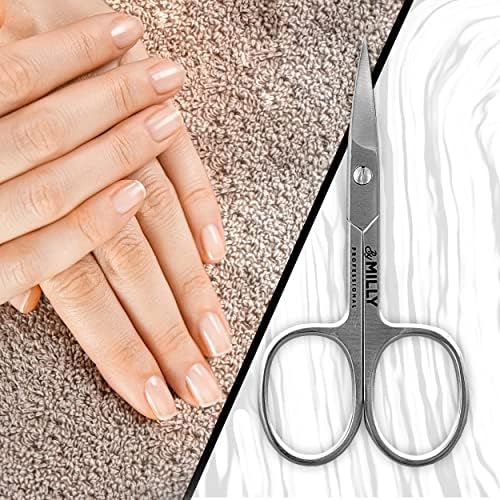 High Carbon Stainless Steel Professional Nail Scissors for Manicure | Razor Sharp Curved Blade Beauty Scissors for Women (Silver)