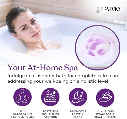 Lavender Bath Bombs for Women - Lavendar Bath Bomb with Shea Butter & Essential Oils - Mega Foaming, Relaxing, Moisturizing, for Stress Relief & Dry Skin - 3 x 100g - Gift Set