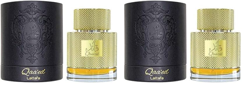 Lattafa Perfumes Qaa'ed for Unisex Eau de Parfum Spray, 3.4 Ounce (Pack of 2)