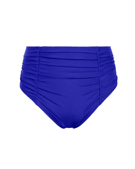 Holipick Women Royal Blue High Waisted Bikini Bottom Tummy Control Swim Bottom Vintage Ruched Swimsuit Bottom M