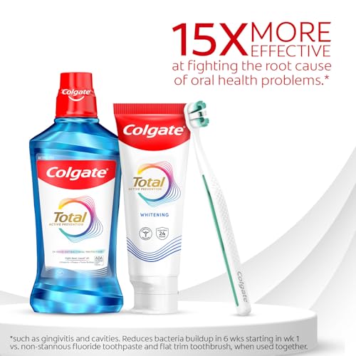 Colgate Total Whitening Toothpaste with Fluoride, 10 Benefits Including Sensitivity Relief and Stain Removal, Mint, 5.1 ounces (4 Pack)