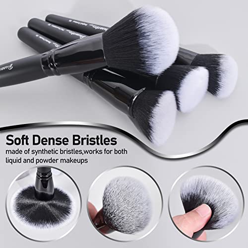 Bueart Design 19Pcs ULTRA SOFT Black labeled DENSE HAIR Makeup Brushes set Contains large powder Flat Foundation Ultimate Blending Make up Brush set Blush Face Brush Concealers contour Eyeshadow