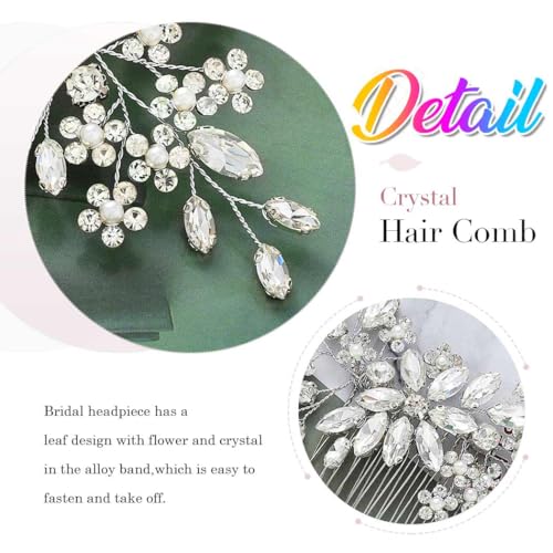 Catery Crystal Bridal Hair Combs Rhinestones Hairpieces Flower Wedding Clips Accessories for Brides and Women Pack of 1(Silver)