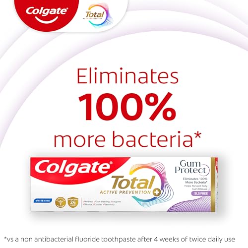 Colgate Total Active Prevention Gum Protect Whitening Toothpaste, Toothpaste for Inflammation, Redness, Bleeding, Irritation, and Sensitivity, SLS Free, 3 Pack, 3.0 oz