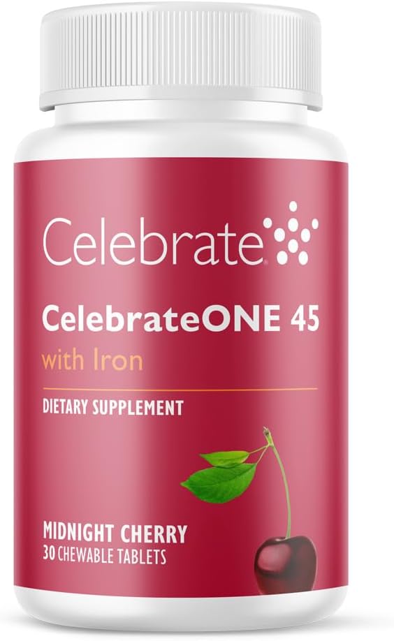 Celebrate Vitamins CelebrateONE 45 Chewables, 45mg Iron - One A Day Bariatric Multivitamin, Essential Vitamins & Minerals - Gastric Bypass & Sleeve Gastrectomy Supplement - Cherry (30 Tablets)