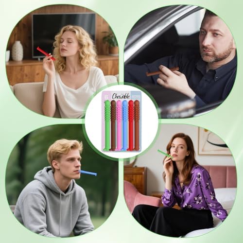 Chewable Essential Oil Breath Stick, Chewable Breather Quit, Portable Chewable Breather Sticks with Essential Oils, 6 Pack Health Chews Chewable Breather, Quit Smoking Chew Sticks(6 Pcs)