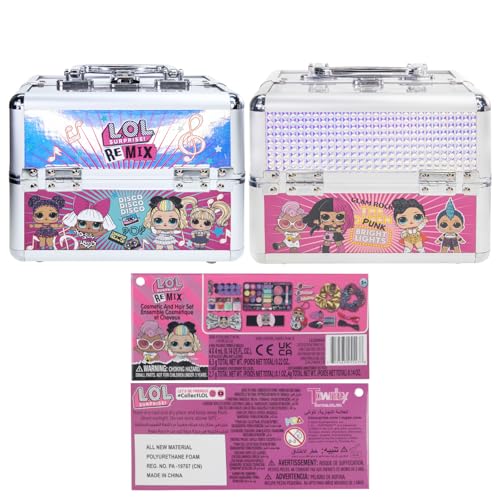 L.O.L. Surprise! Train Case Cosmetic Makeup Set Includes Lip Gloss, Eye Shimmer, Nail Polish, Hair Accessories & More, Perfect for Parties, Sleepovers & Makeovers, Ages 5+, by Townley Girl