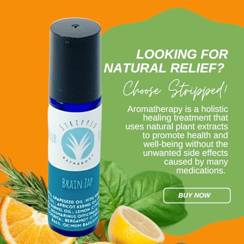 BRAIN ZAP Aromatherapy Roll On (12ml) for Energy, Focus, Mental Clarity, and Inspiration |Mood Lifting Citrus, Mint and Herbal Fragrance |Natural Study Aid | Birthday Gift | Wellness Stocking Stuffer
