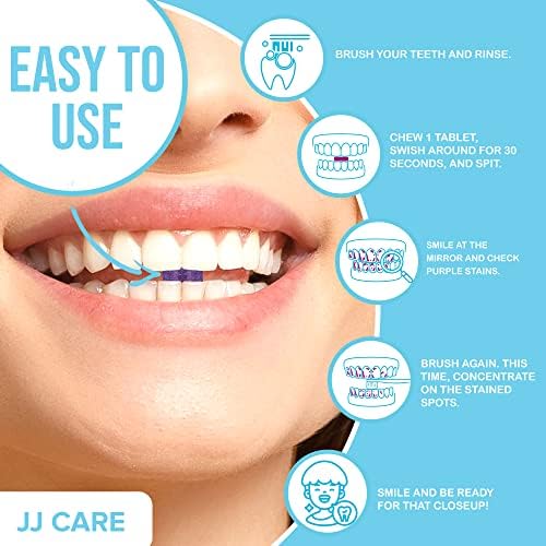 JJ Care Disclosing Tablets for Kids and Adults - 120 Count, Individually Wrapped Plaque Disclosing Tablets for Kids Brushing Teeth, Berry Flavored Plaque Remover, Dental Care for Teeth Brushing