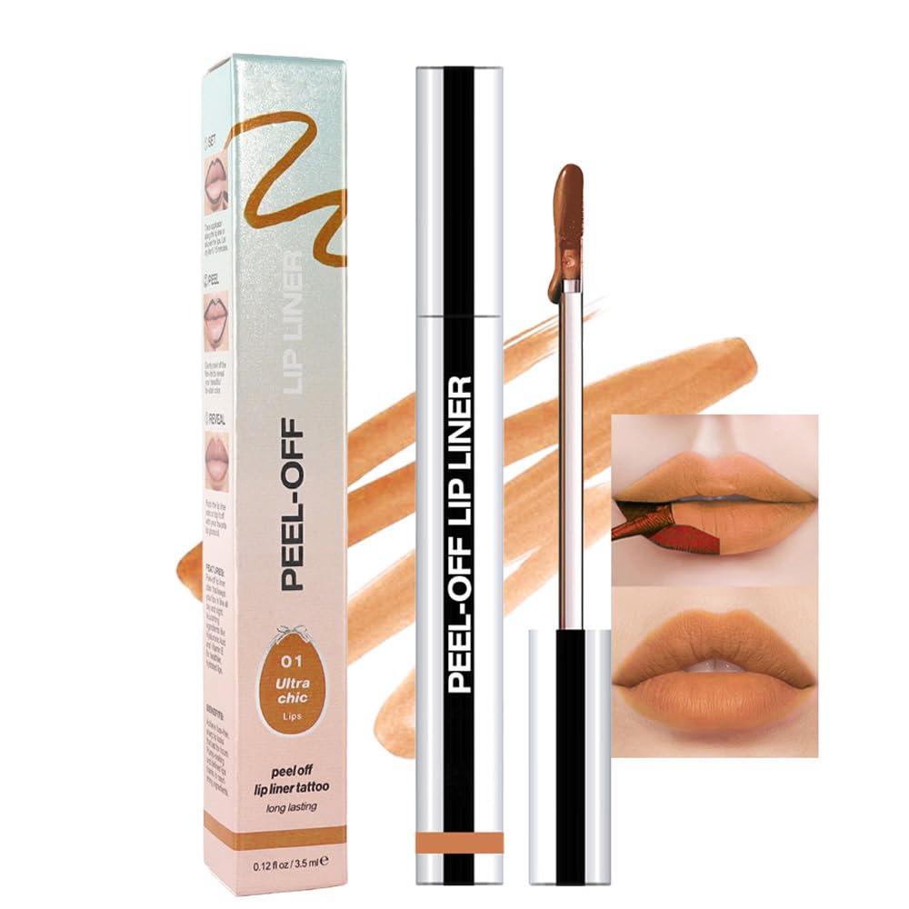 Hxssll Matte Liquid Lip Stain Peel Off Lip Liner Tattoo- Warm Camel, Waterproof, Smudge-Proof, Peel Off Lip Stain Tattoo, Long-Lasting Non-Stick Cup Lip Gloss for All Skin Types (0.12 fl oz, #01)