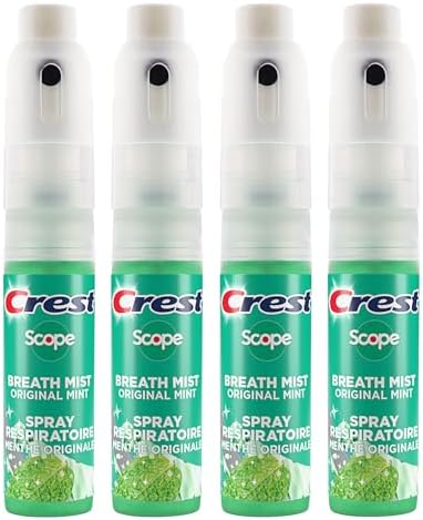 Crest Scope | One 4-Pack of Mint Breath Mist Sprays (4 Total Sprays) - 0.24 Ounce (7mL) - Made in an FDA Audited USA Facility