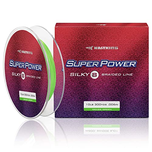KastKing Superpower Silky8 Braided Fishing Line, Grass Green, 8 Strand, 80LB, 150Yds