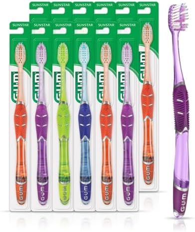 GUM Technique Deep Clean Toothbrush - Compact Soft - Soft Toothbrushes for Adults with Sensitive Gums - Extra Fine Bristles, 1ct (12pk)