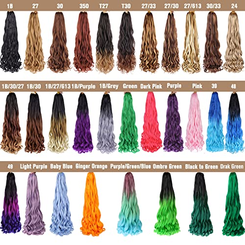 COOKOO 9 Packs French Curly Braiding Hair 22 Inch for Goddess Box Braids with Loose Wave Curly Ends Mix Black and Blonde Pre Stretched French Curls Synthetic Hair Extentions for Women P1B/27/613#