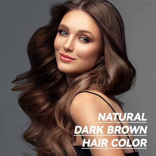 Dark Brown Hair Dye Shampoo 3 IN 1, 16.9 Fl Oz, Natural Herbal Plant Semi Permanent Covers All Gray Hair Treated for Women & Men