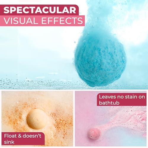 12 Extra Large Organic Bath Bombs Gift Set for Women - Moisturizing Shea Butter & Essential Oil Infused Shower Lush Bathbombs kit for Girls, Bath Balls & Birthday Gifts for Women