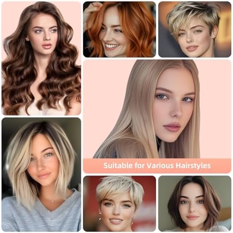 Cordless Curling Iron Brush, 1.5 Inch Mini Travel Hair Curler with 200 Million Negative Ions, Portable Heated Round Straightener Brush Rechargeable for Curl, Touch-Up, De-Frizz, Styling, Rose Gold