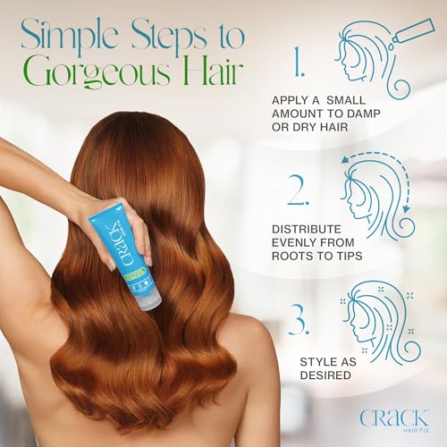 Crack HAIR FIX Styling Treatment - Multi-Tasking, Anti-Frizz, Leave-In Styling Cream with Protection from Humidity, Chlorine, Heat Treatments & Sun, 3 oz