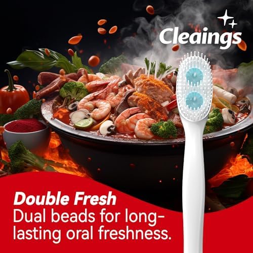 cleaings® Mini Brushes-Disposable Toothbrushes with Double Cleaning Beads Toothpaste and Pick for Work or Travel, 20 Count-Mint Flavor（Pack of 1）