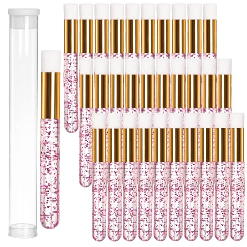 Hiceeden 60PCS Lash Shampoo Brushes Set, Glitter Crystal Eyelash Extension Cleaner Brushes, Nose Pore Deep Cleaning Brush, Blackhead Remover Lash Extension Brushes, Pink (30pcs Brush and 30pcs Tube)