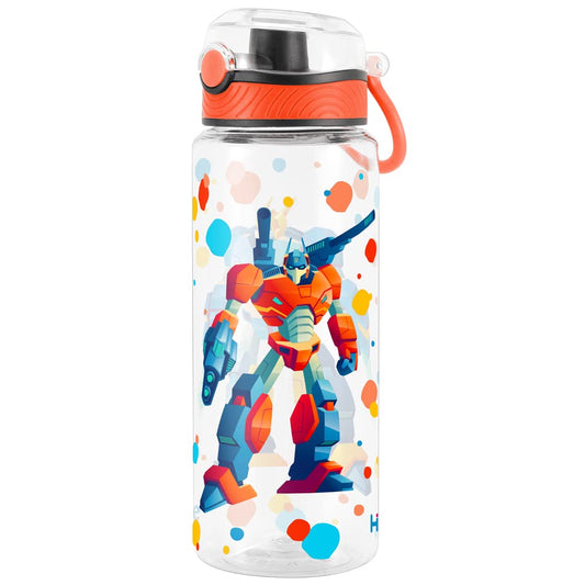 Cute Water Bottle for School Kids Girls, BPA FREE Tritan & Leak Proof & Easy Clean & Carry Handle, 23oz/ 680ml (Robot)